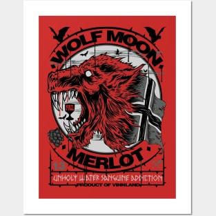 "WOLF MOON MERLOT" RED Posters and Art